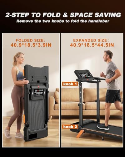 Image of Walking Pad Treadmill with Desk, Foldable Incline Treadmills for Home, Treadmills for Home with Adjustable Handlebar, Removable Desk and 12% Incline, Ideal for Walking, Jogging and Home Office