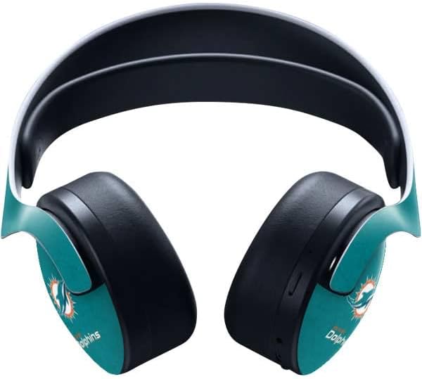 Skinit Decal Gaming Skin Compatible with Pulse 3D Wireless Headset for PS5 - Officially Licensed NFL Miami Dolphins Distressed- Aqua Design