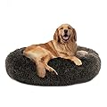 PUPPBUDD Calming Dog Bed Cat Bed Donut, Faux Fur Pet Bed Self-Warming Donut Cuddler, Comfortable Round Plush Dog Beds for Large Medium Dogs and Cats (24"/32"/36")