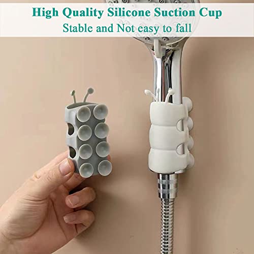4 Pack Vacuum Suction Cup Shower Head Holders, Junvaia Silicone Strong Suction & Waterproof Showerhead Holder, Bathroom Handheld Shower Holder, Removable Wall Mounted Suction Bracket (2 White, 2 Grey) - image 7