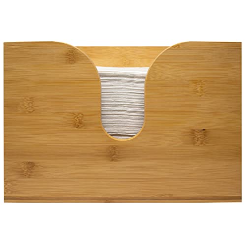 Bamboo Paper Towel Dispenser, Paper Towel Holder Wall Mount & Countertop for Kitchen and Restroom Decor - Holds Multifold Paper Towel, C Fold, Trifold Hand Tissue Napkins.