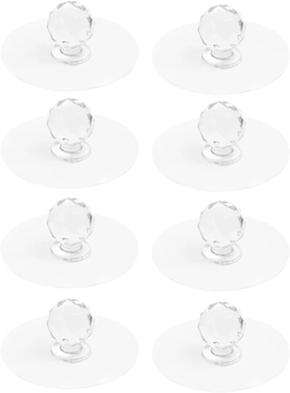 4PCS Transparent Crystal Door Knobs Cabinet Drawer Door Knobs Handles Self-Adhesive Handle with Hooks Function Door Wall Decor (Color : 12PCS)