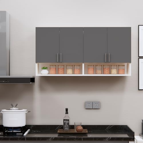 Image of SPECIALITY PANELS 4 Door Modular Wall Mounted Kitchen Cabinet with Organizer Shelf Space Saving Storage Unit Durable Engineered Wood Cupboard for Kitchen Living Room Utility Organizer Furniture