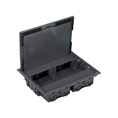 Prise de sol compacte 4 modules gris pour aménagement de bureau moderne