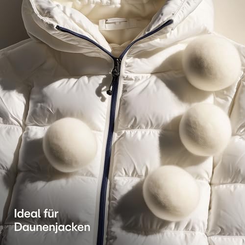 Praknu Trocknerbälle Wolle für Wäschetrockner 6er Set - Weiche, Flauschige Wäsche - 100% Öko Schafwolle - Energie sparen - Ideal für Daunen - Wool Dryer Balls aus Schafwolle