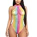 Produktbild WUSIKY Damen Sexy UnterwäSche Damen Erotik Lingerie Floral Badeanzug HochdrüCken Gepolstert Transparent Bikini Badebekleidung Badeanzug (Rosa,S)