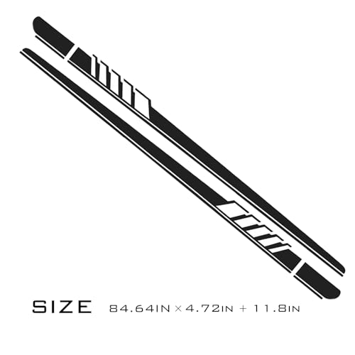 Image of 1 Pack 2 Pcs Universal Fit Black PVC Car Door Side Rocker Panel Stripe Decals, Racing Long Stripes Decals for Most Cars, SUV, Truck