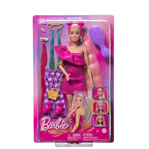 Barbie Cheveux Fantastiques Poupée Blonde Aux Longs Cheveux Brillants Avec 2 Serre têtes Fantaisie Et Accessoires Jouet Pour Enfant GHN04 - vue 8