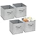 mDesign Soft Fabric Closet Storage Organizer Bin Box - Front Handle, for Cube Furniture Shelving Units Bedroom, Nursery, Toy Room - Textured Print - Large, 4 Pack - Gray