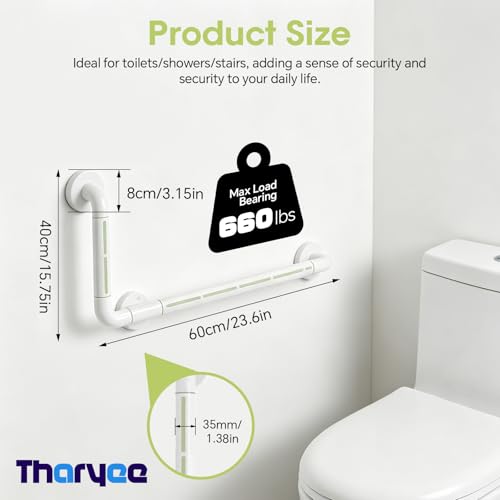Barre d'appui en forme de L douche de sécurité blanche pour personne âgée