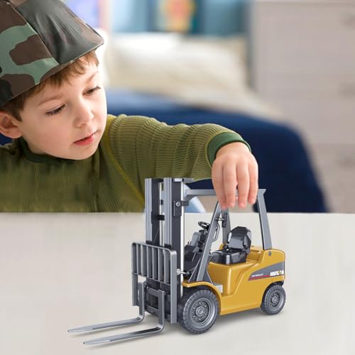 fisca 1/50 Gabelstapler Metallfahrzeug,Realistisch Baustelle Baustellenfahrzeuge Klein,Hochwertiges Hebefahrzeug Spielzeug für Kinder und Erwachsene(Baggerlader)