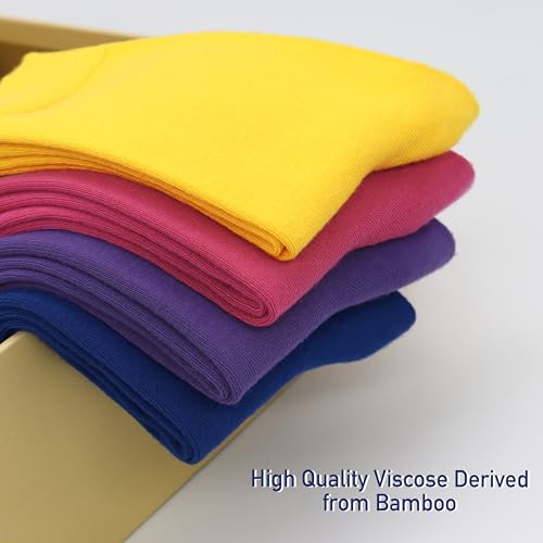 Mens Viscose Bamboo Crew Socks Breathable Classic Vibrant Colorful Fashion Cool Socks 4 Pairs3