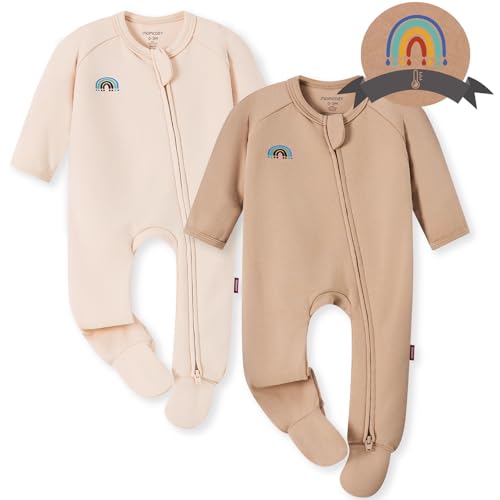 Momcozy Unisex Baby Pajamas, Baby-Temp Monitoring Double Zipper Boy Girl Sleepers Rompers Footie, 2...