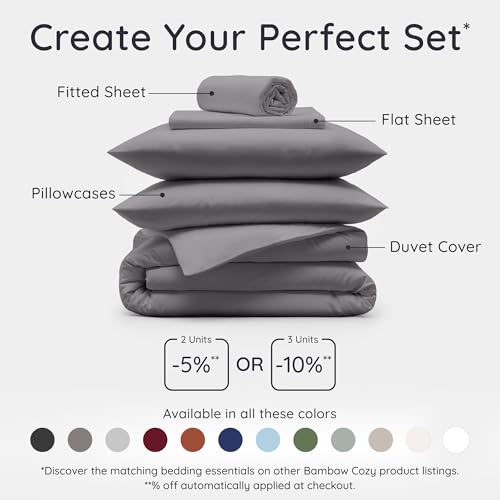 Bambaw Bamboo Fitted Sheet Double 140x200 cm, Deep Pocket 35 cm, Anti Allergy Bed Sheets, 100% Bamboo Bedding, Soft, Breathable & Cooling Bed Sheets Double, Deep Fitted Sheet 140x200 cm (Dark Grey) - Image 7