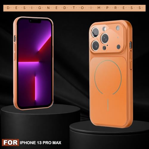 Image of SHINESTAR Premium Luxury Case Compatible with iPhone 13 Pro Max | Protective Back Cover with Camera Lens Safety | Wireless Charging Support | Slim Fit Durable Design | Enhanced Grip Protection Orange