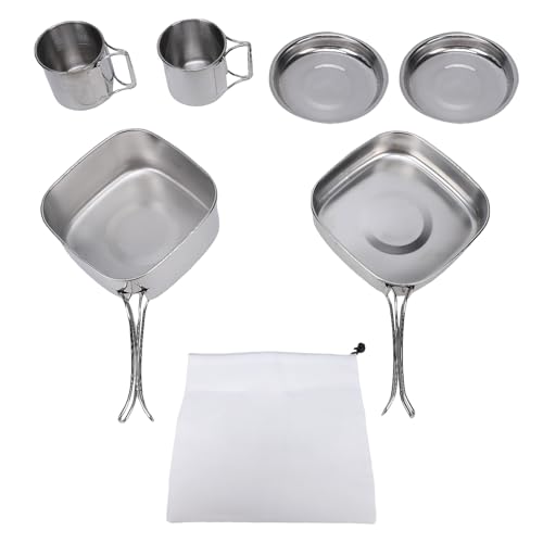 Ensemble de cuisine de camping portable en acier inoxydable durable 6 pcs