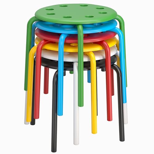 Image of VECELO 6-Piece Stacking Stools for Classroom, 12 Inch Height, Decoration Flexible Seating for Schools