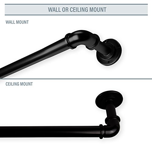 A&F Rod Decor 1 Inch Pipe Bay Window Curtain Rod 23"-41", 41"-78"- Black #TOP4