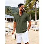 Cotrasen Men's Short Sleeve Button Down Shirts Casual Textured Shirts Summer Beach Vacation Shirt with Pocket - Image 2