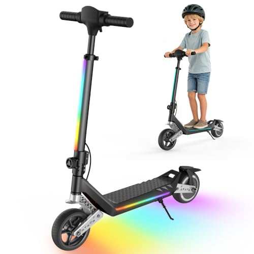 Image of Electric Scooter for Kids Ages 6-12, 150W Motor,10 Mph Max Speed, LED Display, K2-2 Speeds (6 /10 MPH), K2 Pro /K6-3 Speeds, Magnetic Charging, Colorful Light, Dual Brake Scooter for Girls Boys