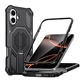MODFYN Custodia per iPhone 16 Plus,Ultra Sottile Grado Militare Rigida Hard PC Antiurto Antigraffio con Cavalletto Armor Bumper Case per Apple iPhone 16 Plus.Black