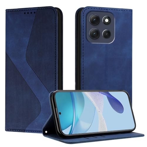 Étui en cuir Motorola G24 Power bleu foncé avec clapet magnétique premium