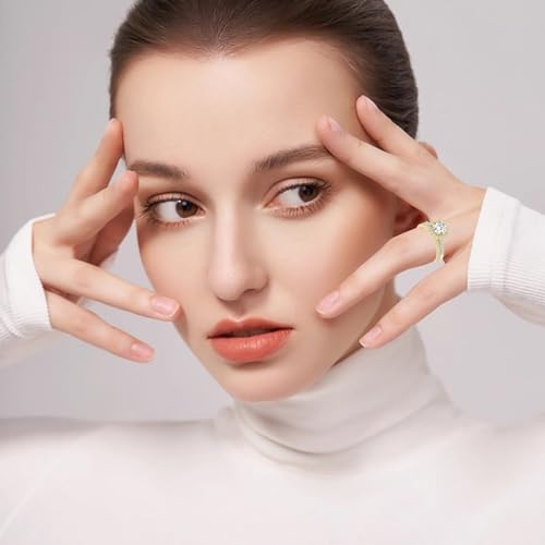 1ct Center Moissanite Round Cut Halo Engagement Wedding Bridal Band Ring Set in S925 Sterling Silver 18K Gold Plated4