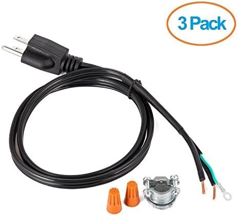 ClearMax 3 Feet Universal Garbage Disposal Power Supply Cord, 3 Prong Power Cord, Heavy Duty Power Cord Replacement, 16 AWG Disposal Electrical Cord with Strain Relief Plug, Black, Pack of 3