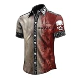 DUHENWU Halloween Kostüm Herren Totenkopf Hemden Grafik Drucken Herrenhemd Festival Vintage...