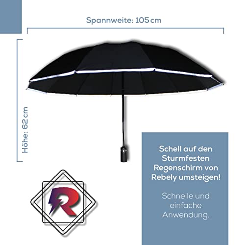 Regenschirm Rebely Sturmfest Stabiler Regenschirm mit 12 Streben