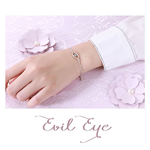 DAOCHONG 925 Sterling Silver Double Strand Cubic Zirconia Evil Eye Bracelet Protection Jewelry For Women2