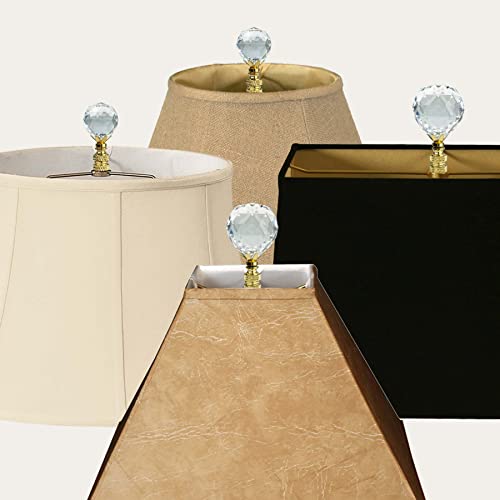 Image of Royal Designs, Inc. Large Faceted Diamond Cut K9 Clear Crystal Finial for Lamp Shade, Polished Brass - Pack of 1 (Medium)