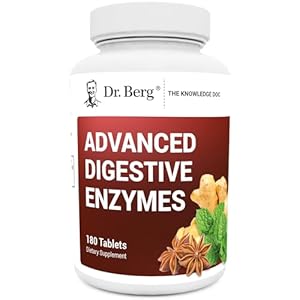 Dr. Berg Advanced Digestive Enzymes with Apple Cider Vinegar – Includes Digestive Health Ingredients Like Betaine Hydrochloride (HCI), Ginger Root & Peppermint Leaf – 180 Tablets