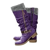 Purple Knee High Boots for Women 2026,Mid Wide Calf...