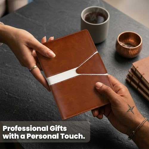 Image of Giftana Office Planner Notebook Diary, Jute Diary with Magnetic Lock, Organizer Diary for Office Personal Daily Planner Notebook Diaries, New Year Corporate Gifts for Employee (Tan)
