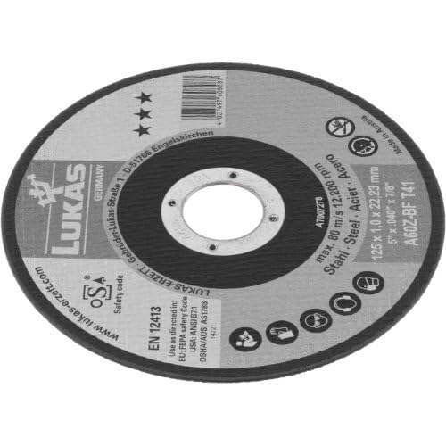 LUKAS ERZETT 50 discos de corte T41 para acero 115 x 1 mm, recto, para amoladora angular, A60Z-BF 13,3 x 13,3 x 10 cm