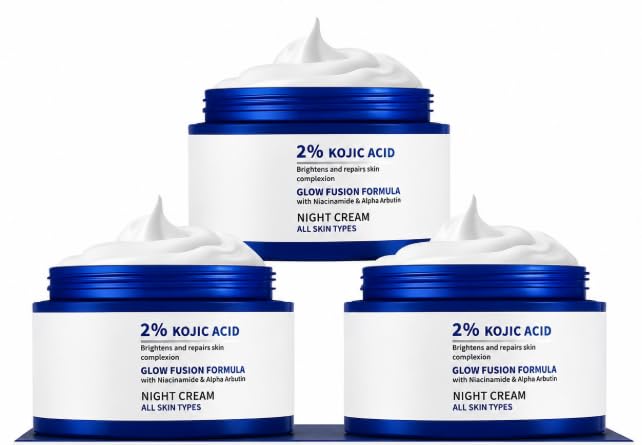 2% Kojic Acid Night Cream With Niacinamide & Alpha Arbutin | Face Moisturizer For Glowing & Brightening Skin (50_GM, Pack OF-3)-image-3