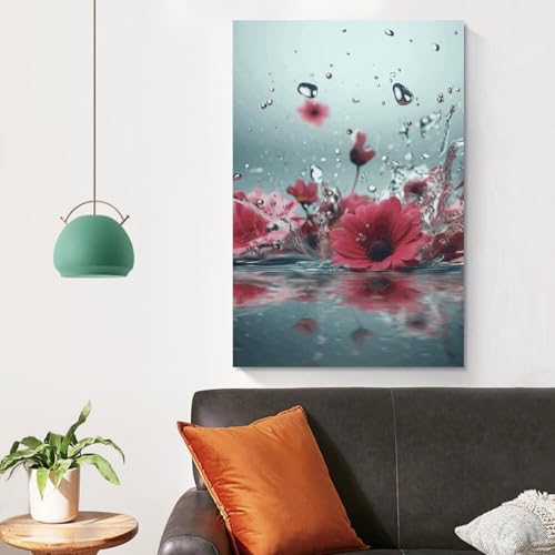 Impression sur toile design floral tombant dans l'eau tableau moderne