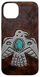 Indian Native American -Lea-ther- Thunderbird and Turquoise Case for iPhone 14 Plus
