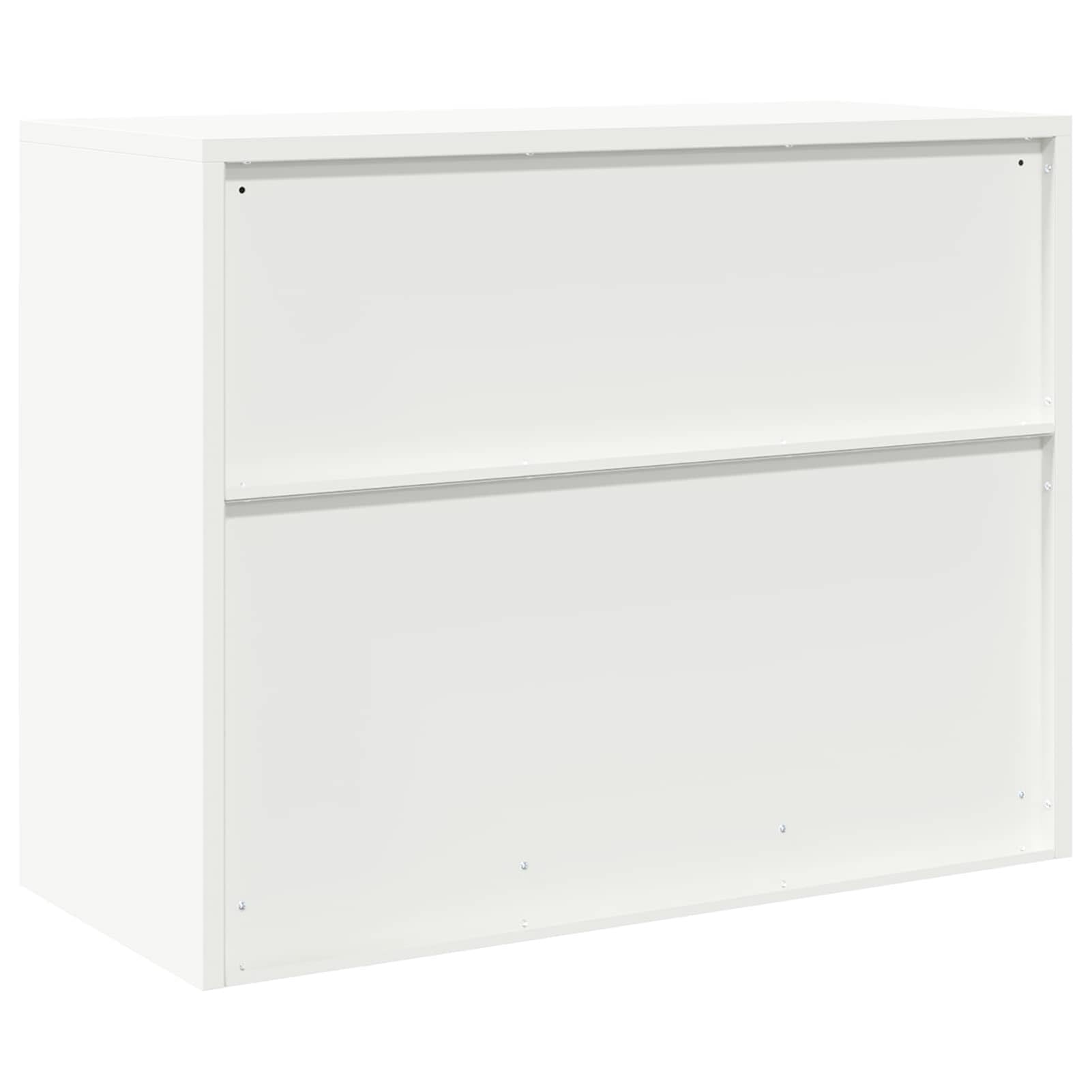 Aufbewahrungsschrank Weiß 90x40x70 cm Stahl pulverbeschichtet mit abschließbaren Türen für Büro und Büroorganisation