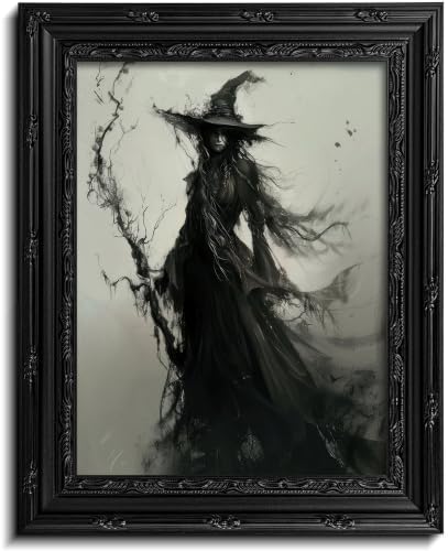 libitea Black Framed Witch Wall Art, Gothic Macabre Halloween Wall Decor
