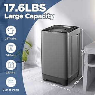 YASHE 17.6Lbs Portable Washing Machine, Full-Automatic Portable Compact Washer with Drain Pump, 10 Programs 8 Water Levels, Compact Washers with LED Display for Apartment Home RV Dorm