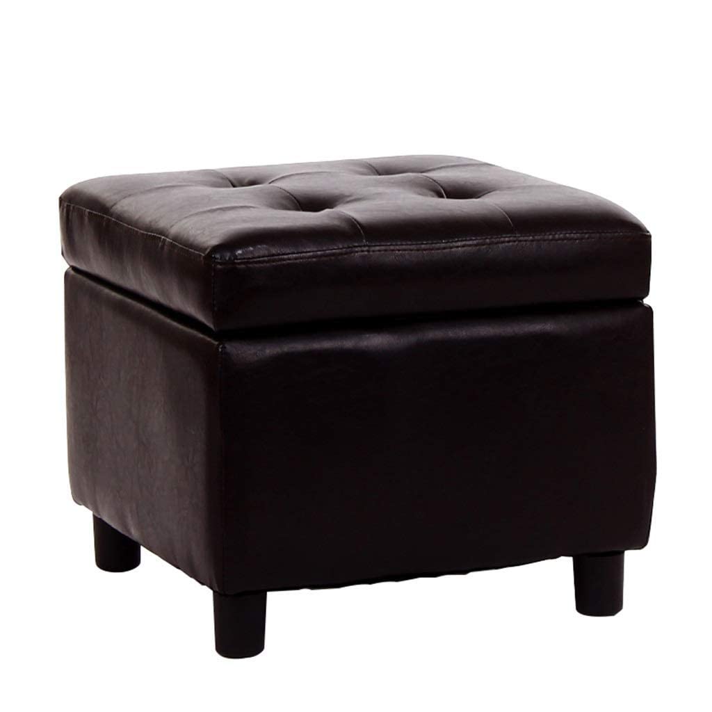 Tabouret ottoman repose-pieds en cuir PU cube avec 4 jambes imperméable pour intérieur