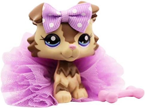 Toy Rare LPS Collie 2210 Stripe Tan Dog Puppy with Accessories Lot Collection Figure Boys Girls Kids Gift (Stripe Tan)