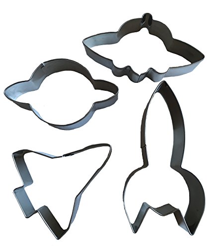 Juego de 4 Acero inoxidable UFO Universo Planet Cortadores Galletas forma de galleta forma cortador de galletas Galletas Hornear sello de Royal House Ware