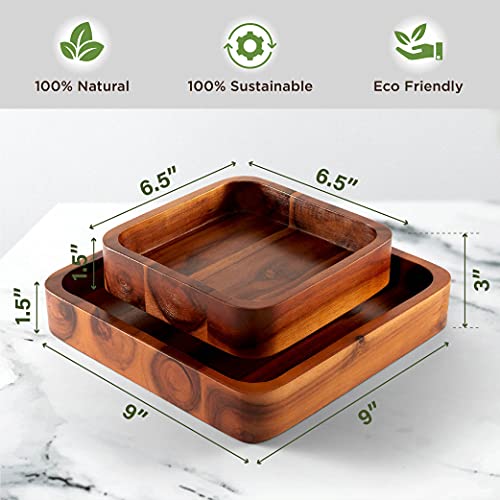 Fanatu Wood Pistachio Snack Bowl With Shell Storage, Double Dish Holder Nut Bowl Pedestal For Sunflower Seed thumb #1