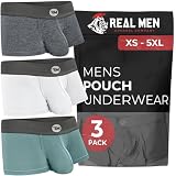 Real Men 3in Modal Boxer Briefs C Pouch Lrg 3pk SltGry/DrkHthrGry/Wht Big Bulge Men's Underwear Mens Underwear Big Pouch -  RM Real Men