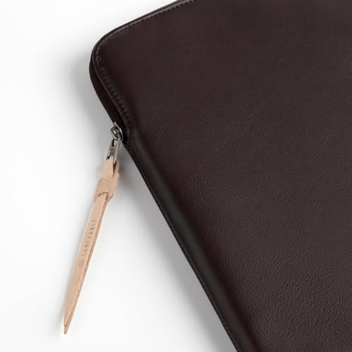 Image of Comfyable Leather Laptop Sleeve Compatible with MacBook Pro /Air, 16 /15 Inch Computer Sleeve, Mac Travel Case, Laptop Protective Pouch, Leather Laptop Cover M4 /M3 /M2 /M1 2024-2021, Chocolate
