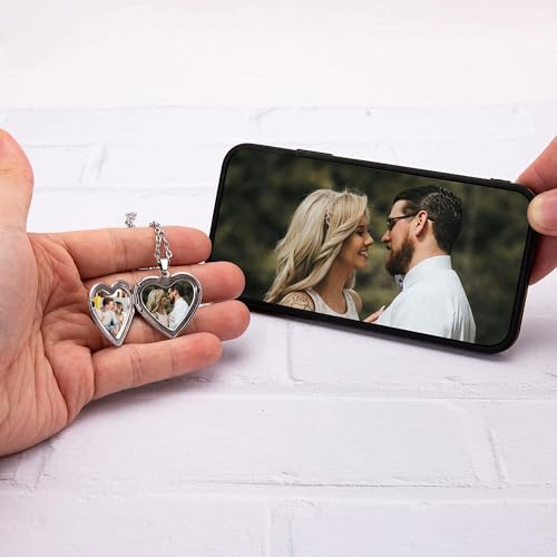 Locket Necklace – Personalized Heart Locket Necklace That Holds 2 Pictures for Women, Custom Photo Memorial Locket Jewelry for Mom Wife, Thanksgiving Anniversary Birthday Gifts4
