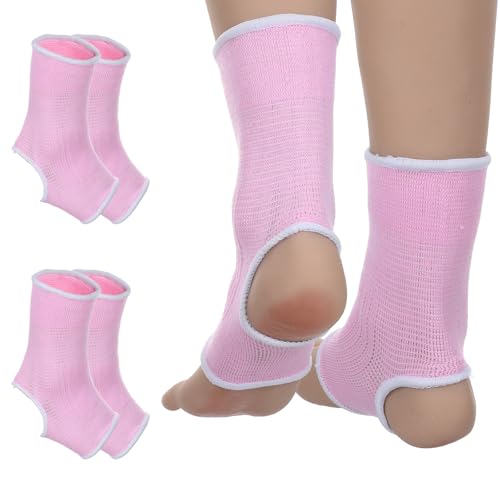 CIATBYYJ Lot de 2 paires de chevillères respirantes pour enfants, Bandes élastiques pour pieds pour chevilles entorsées, Bandage de cheville de protection pour le sport et la danse, Chaussettes de
